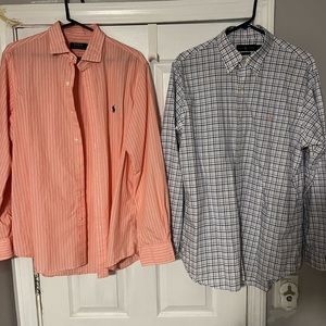 Two very well taken care of Polo by Ralph Lauren dress shirts. Worn a few times